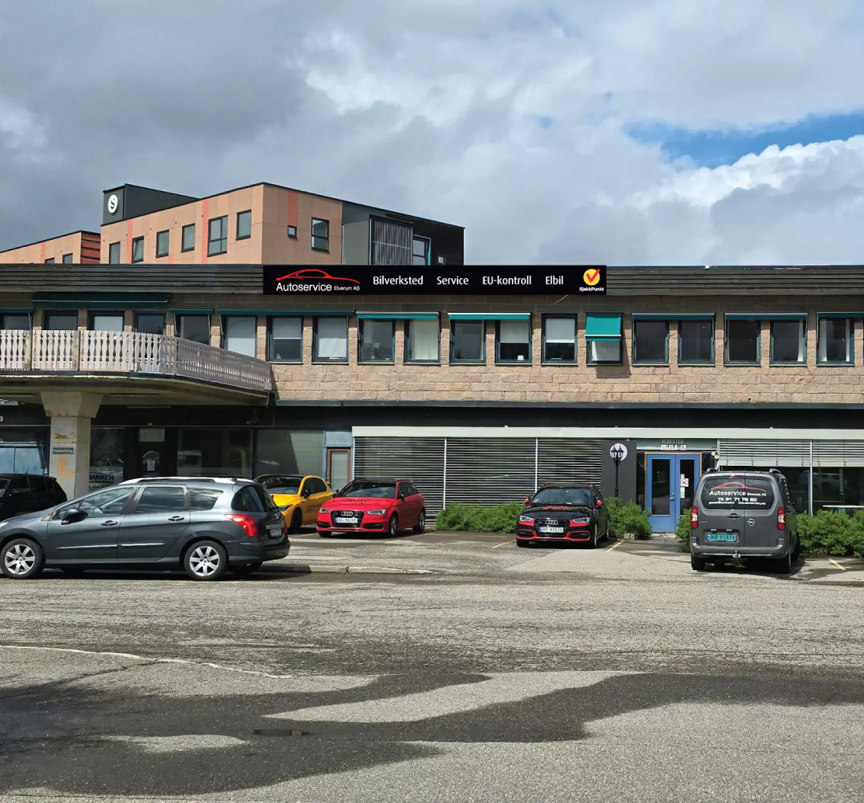 Fasaden til bilverkstedet Autoservice Elverum AS